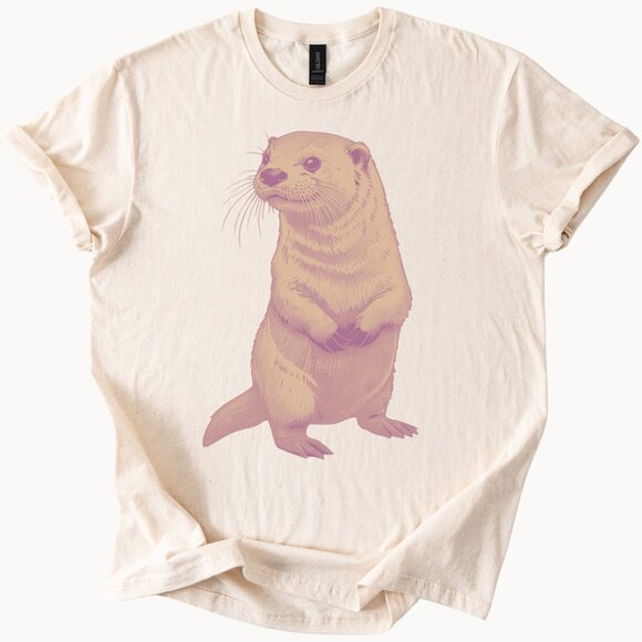 Smiling Otter Graphic Tee Toddler Kids Animal Shirt - Picture 1 of 6